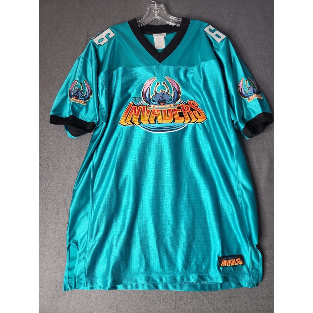 Disney STITCH Invaders 626‎ Football Jersey Theme Park Shirt Teal Size M Y2K NEW